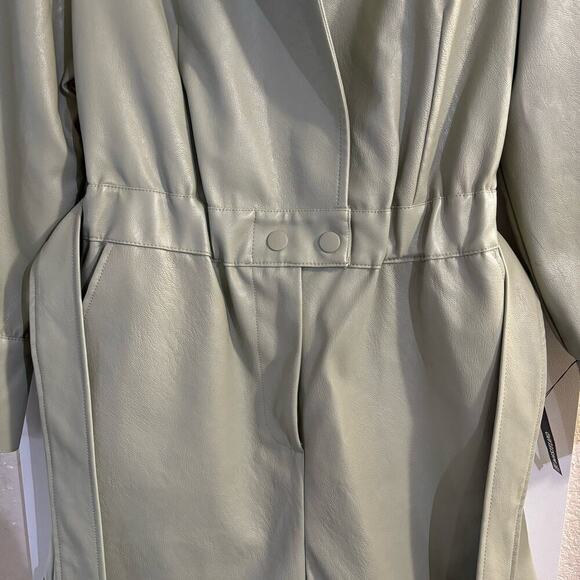 NWOT 7 for All Mankind Vegan Leather Belted Romper Sage Green Pockets Sz Medium - Picture 7 of 10